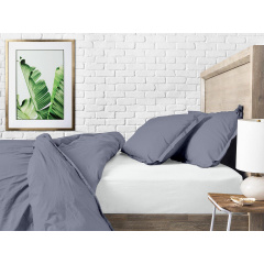 Сімейний комплект на резинці COSAS STORMY Ранфорс 2х160х220 см Сталевий/Білий Ясногородка