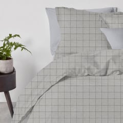 Евро постель с простыней на резинке Grey Geometry COSAS серый 200х220 см Ахтырка