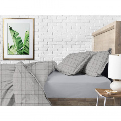 Евро постель с простыней на резинке Grey Geometry COSAS серый 200х220 см Ахтырка