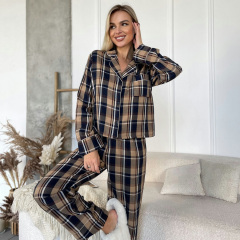 Піжама жіноча COSAS Scottish S-M Різнокольоровий (188Scottish_blue_beige_SM) Київ