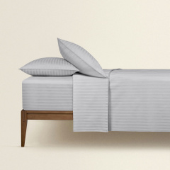 Семейная постель сатин с простыней на резинке SILVER Cosas серый 2х160х220 см Ковель