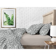 Двуспальная постель с простыней на резинке Flowers CS1 COSAS песочный 180х220 см Гуляйполе