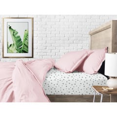 Набор Простыня на резинке COSAS ROSE DOTS/ GREY STARS Ранфорс 160х200х20 см 2 шт Розовый/Белый Новая Каховка