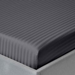 Двоспальна постіль сатин з простирадлом на гумці STONE CS1 Cosas Антрацит 180х220 см Куйбишеве