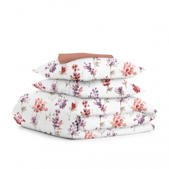 Сімейний комплект постільної білизни WATERCOLOR FLOWERS CS3 COSAS Фіолетовий 2х160х220 см Лосинівка