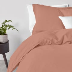 Євро постіль з простирадлом на гумці COPPER CS7 COSAS Цегляний 200х220 см Куйбишеве