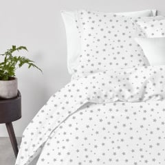 Полуторная постель с простыней на резинке Grey Stars CS2 COSAS Белый 160х220 см Братское