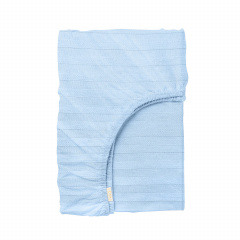 Двуспальная постель сатин с простыней на резинке MAYA CS1 Cosas Голубой 180х220 см Костополь