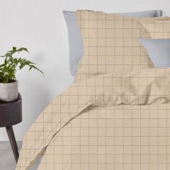 Сімейний комплект на резинці COSAS BEIGE GEOMETRY CS1 Ранфорс 2х160х220 см Бежевий/Сірий Бердянськ