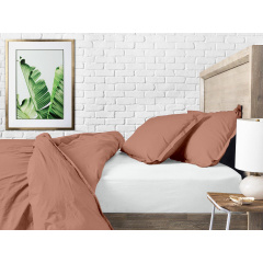 Полуторная постель с простыней на резинке Copper COSAS Кирпичный 160х220 см Курень