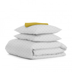 Двуспальная постель с простыней на резинке MINI DOTS CS35 COSAS серый 180х220 см Бородянка