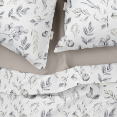 Євро постіль з простирадлом на гумці Steppe Flowers COSAS сірий 200х220 см Новомосковськ