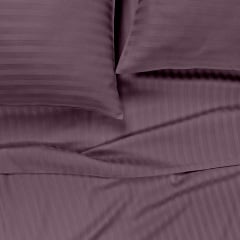 Євро постіль сатин з простирадлом на гумці AURORA Cosas Баклажан 200х220 см Боярка