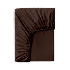 Двуспальная постель сатин с простыней на резинке BROWN Cosas Шоколад 180х220 см Киев