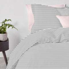 Полуторна постіль з простирадлом на гумці Grey Line CS1 COSAS сірий 160х220 см Конотоп