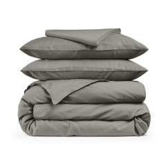 Евро постель сатин с простыней на резинке URBAN Cosas Графит 200х220 см Еланец