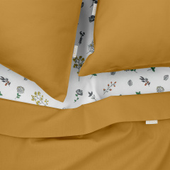 Двоспальна постіль з простирадлом на гумці Curcuma CS7 COSAS Гірчичний 180х220 см Южноукраїнськ