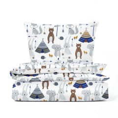 Детский комплект без простыни COSAS BEARS WIGWAMS Ранфорс 110х140 см Серый Ахтырка