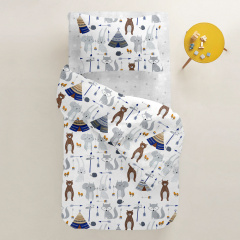 Детский комплект без простыни COSAS BEARS WIGWAMS Ранфорс 110х140 см Серый Ахтырка