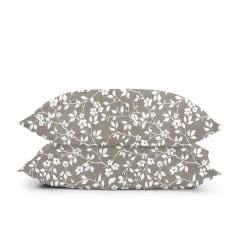 Євро комплект на резинці COSAS BEIGE FLOWERS Ранфорс 200х220 см Бежевий/Сірий Вишгород