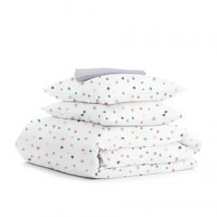 Євро постіль з простирадлом на гумці COSAS Color Blots Cs1 200х220 см Різнокольоровий Кобижча