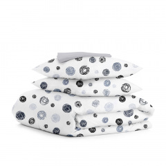 Полуторное постельное белье Yarn Balls COSAS серый 160х220 см Бородянка