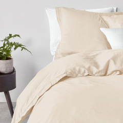 Евро комплект COSAS BISCUIT Ранфорс 200х220 см Бежевый/Белый Александрия