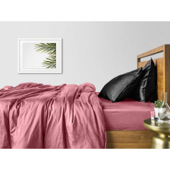 Полутораспальный комплект COSAS ROSE SATIN CS5 Сатин 160х220 см Черный/Пудровый Долина