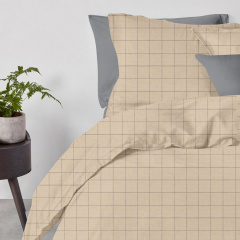 Семейный комплект на резинке COSAS BEIGE GEOMETRY Ранфорс 2х160х220 см Бежевый/Серый Камень-Каширский