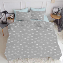 Євро постіль з простирадлом на гумці Crown COSAS сірий 200х220 см Київ