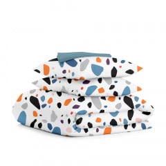 Двоспальна постіль з простирадлом на гумці GEMSTONES CS4 Cosas помаранчевий 180х220 см Первомайськ