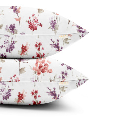 Сімейна постіль з простирадлом на резинці WATERCOLOR FLOWERS CS3 COSAS Фіолетовий 2х160х220 см Київ