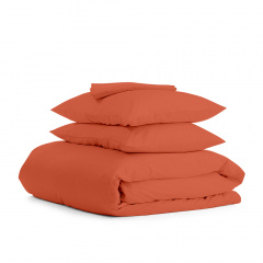 Двуспальная постель с простыней на резинке Orange COSAS оранжевый 180х220 см Бородянка