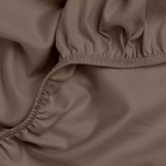 Евро постель сатин с простыней на резинке MOUSSE Cosas Коричневый 200х220 см Шепетовка