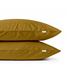 Двоспальна постіль сатин з простирадлом на гумці CURCUMA Cosas Гірчичний 180х220 см Свеса