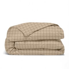 Двоспальна постіль з простирадлом на гумці BEIGE GEOMETRY CS12 COSAS Бежевий 180х220 см Куйбишеве