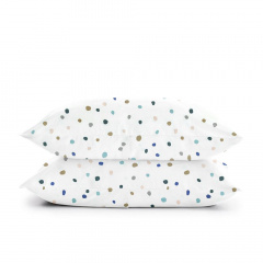 Евро комплект на резинке COSAS COLOR BLOTS CS4 Ранфорс 200х220 см Белый/Розовый Ясногородка