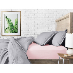 Євро постіль з простирадлом на гумці Smoky COSAS сірий 200х220 см Ладан