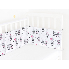 Бортики на ліжечко COSAS ROSE PANDA Ранфорс 30х180 см Рожевий Новомиколаївка