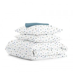 Півтораспальний комплект на резинці COSAS COLOR BLOTS Ранфорс 160х220 см Блакитний/Білий Переяслав-Хмельницький