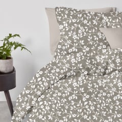 Двуспальный комплект на резинке COSAS BEIGE FLOWERS CS1 Ранфорс 180х220 см Бежевый Ивано-Франковск