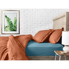 Євро постіль з простирадлом на гумці Amber COSAS Теракотовий 200х220 см Київ