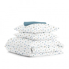 Сімейний комплект на резинці COSAS COLOR BLOTS Ранфорс 2х160х220 см Блакитний/Білий Вознесенськ