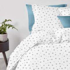 Полуторная постель с простыней на резинке Grey Stars CS5 COSAS Белый 160х220 см Петрово