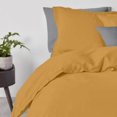 Полуторная постель с простыней на резинке Curcuma CS1 COSAS Горчичный 160х220 см Киев