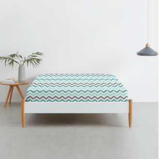 Простирадло на резинці COSAS MINT ZIGZAG Ранфорс 160х200х20 см М'ятний