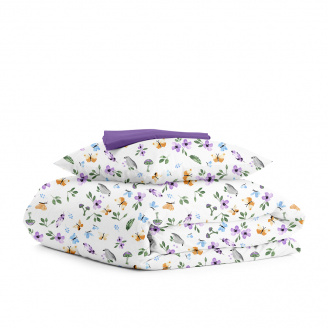 Подростковая постель с простыней на резинке BIRDS CS2 Cosas Фиолетовый 160х220 см