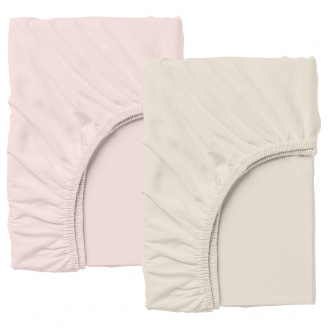 Набір простирадла на резинці COSAS BEIGE / PUDRA Ранфорс 90х200х20 см 2 шт Рожевий/Бежевий