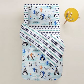 Подростковый пододеяльник COSAS INDI PANDA Ранфорс 155х215 см Голубой