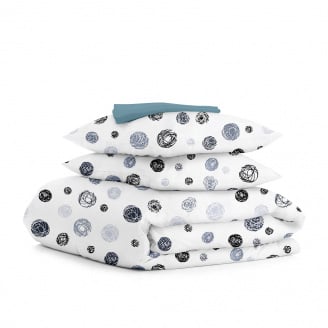 Сімейна постіль з простирадлом на гумці Yarn Balls CS2 COSAS сірий 2х160х220 см